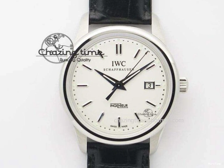 MIROTIME 0217 Portofino Automatic SS FKF 1:1 Best Edition White Dial SS Markers on Black Leather Strap A QuickDry 7138